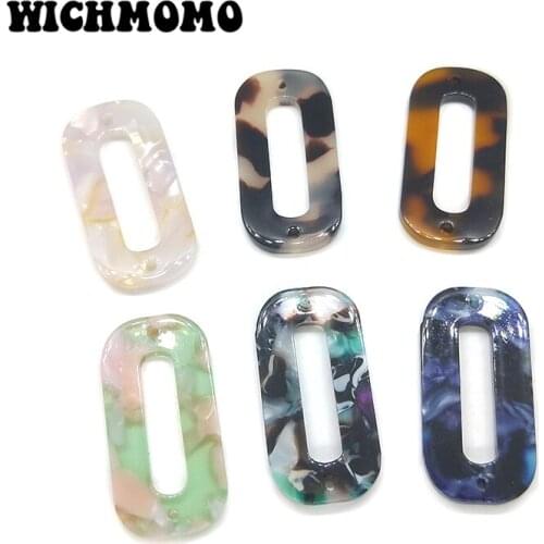 2019 New 4 Pieces 30mm High Quality Rectangle Round Acetic Acid Resin Smooth Charms Pendants for DIY Earring Jewelry Accessories