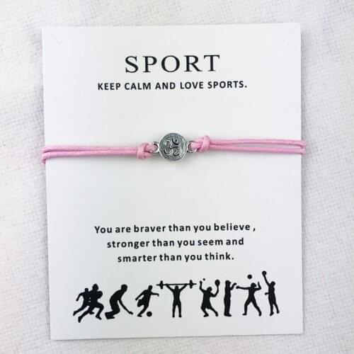 Antique Silver Plated Yoga Connection Charms Cuff Multilayer Wax Rope Sports Bracelets Women Men With Card Bracelet Jewelry