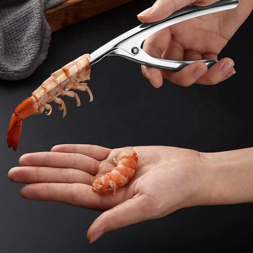 Simple Shrimp Prawn Peeler Stainless Steel Prawn Deveiner Metal Shrimp Peeler Cleaner Peel Knife Seafood Tools Kitchen Gadgets
