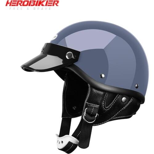 Capacete Moto Retro Half Face Fiberglass Helmet Riding Motorcycle Breathable Removable Visor Racing Off Road Helmet Casco Casque