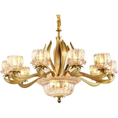 Nordic gold Led candle holders Restaurant chandelier lighting suspension copper lamp Luxury Modern Chandelier E14 candle lampe