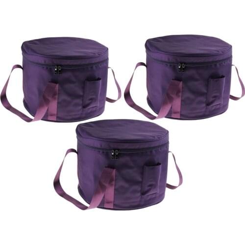3x Carrying Case Padded Travelling Bag Oxford Cloth Fits for 14'' Crystal Singing Bowl Parts, Purple