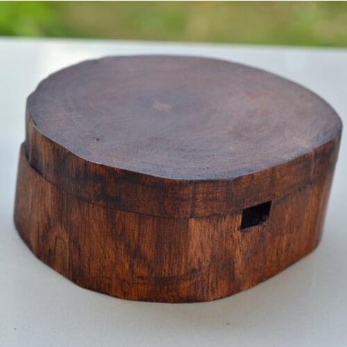 Vintage Natural Wood Carving Ashtray with Lid Detachable Simple Design Decorate Q0KA