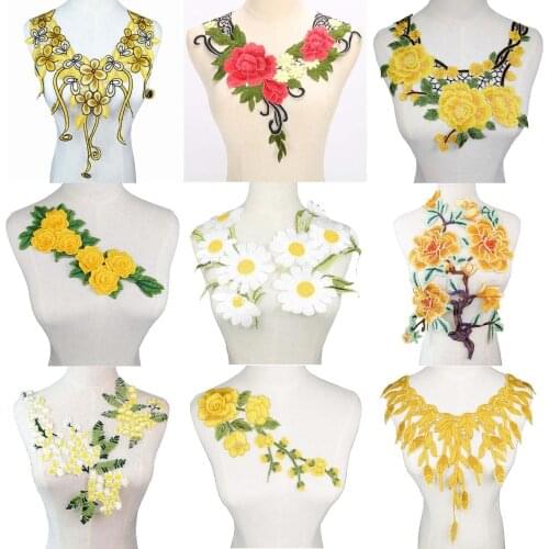 Embroidered Floral Lace Neckline Neck Collar Trim Clothes Sewing Applique Embroidery edge Patches Scrapbooking