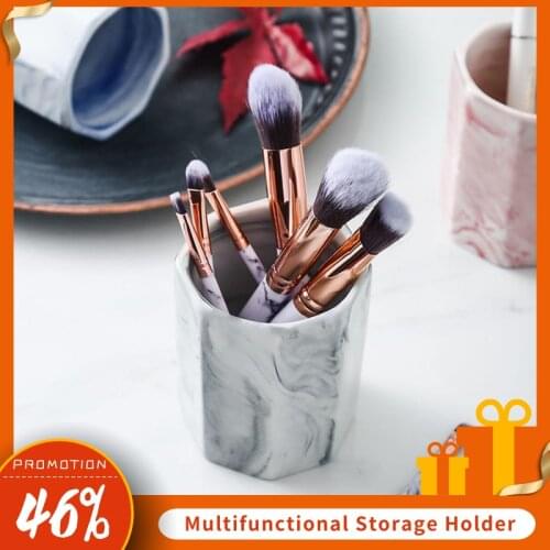 Ceramic Pen Holder Cosmetic Make-up Brush Organizer Storage Box Stationery Organizer Jar Pen Holder Desktop Organizer Pen Box