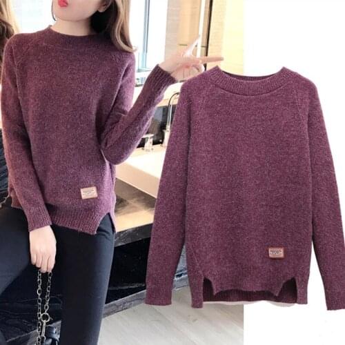 Korean Knitted Sweater Women Loose 5 Color Jumpers Ladies Vintage O-Neck Long sleeve Short Knitting Pullover Top Female Sweaters
