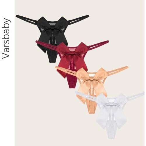 Varsbaby Women Sexy Underwear Temptation Low-waist Lace Panties See Through Thong Transparent Panties Female G-String