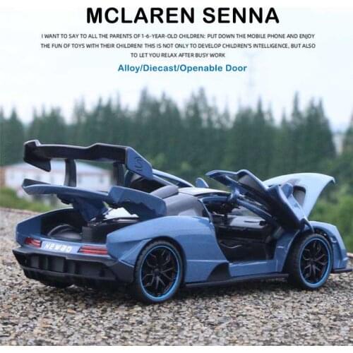 1:32 McLaren Senna Die Cast Sports Car Model Toy Alloy Simulation Sound Light Pull Back Supercar Toys Vehicle For Boys Gift