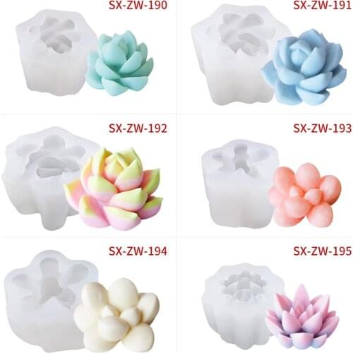 1PCS Succulent Plants Wax Candle Silicone Mold DIY 3d Fondant Mold Resin Plaster Chocolate Wax Mould Flower Decorative Molding