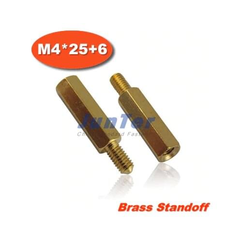 100pcs/lot Brass Standoff Spacer M4 Male x M4 Female -25mm