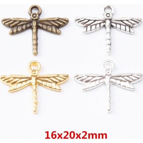 100 pieces of retro metal zinc alloy dragonfly pendant for DIY handmade jewelry necklace making 7349