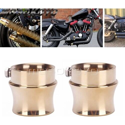 2pcs/set Brass Cafe Racer Exhaust Tip 2-1/2" 2.25in Muffler End Pipe Tip Plug For Harley Touring Sportster XS650 Chopper Bobber