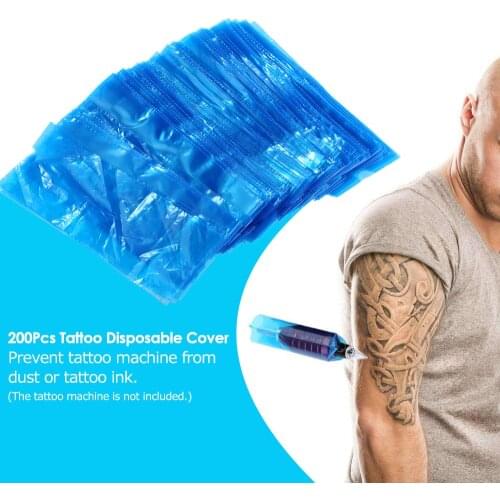 200Pcs Tattoo Disposable Cover Bags Tattoo Machine Clip Cord Sleeve Bags for Tattoo Machine Practical Tattoo Accessorise Bags