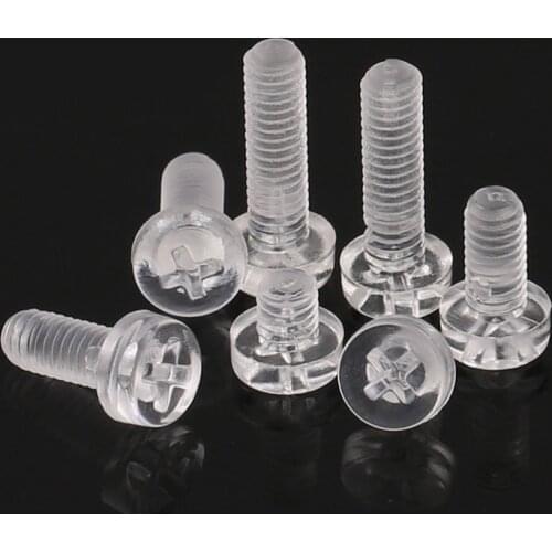 50Pcs ISO7045 DIN7985 M2.5 M3 M4 M5 Transparent Acrylic Cross Round Head Nylon Screws Plastic Phillips Screw