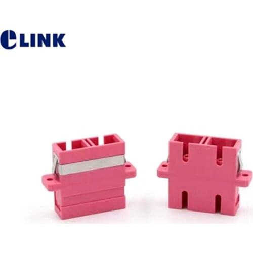 60pcs SC duplex adapter OM4 Magenta fiber optic adapter ftth coupler MM SC-SC upc dual connector free shipping ELINK IL
