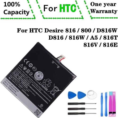 BOP9C100 Battery For HTC Desire 816 / 800 / D816W / D816 / 816W / A5 / 816T / 816V / 816E Dual Sim Phone Battery 2600mAh + Tools