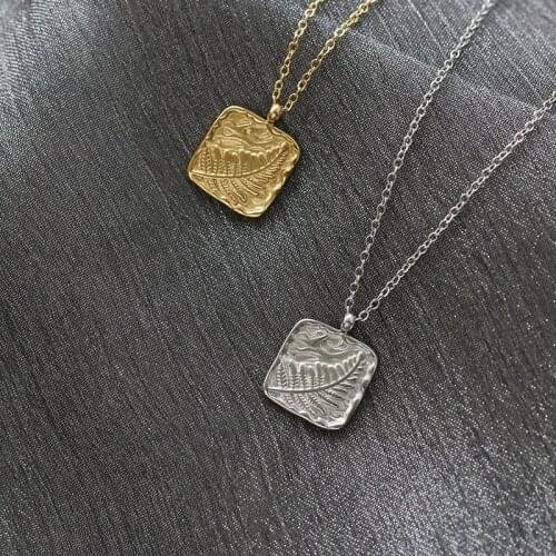 Amaiyllis Minimalist Square Clavicle Chain Fern Necklace Pendants Gold Long Collar Necklace For Women Party Jewelry