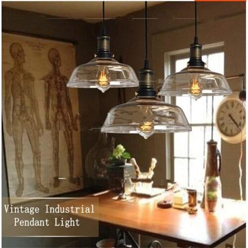 American Industrial Vintage Pendant Light Cafe Creative Glass Droplight Bar Lighting Clothing Store Lamps Dia 25cm