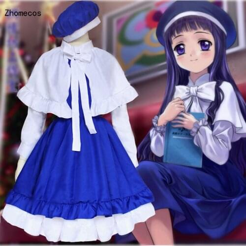 Zhomecos Anime Card Captor Sakura Daidouji Tomoyo Cosplay Costume Singer Long Dress Costumes Cosplay Daidouji Tomoyo Wig Cosplay