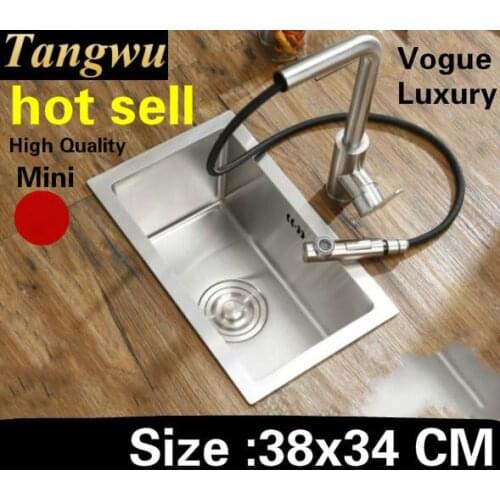 Free shipping Apartment luxury kitchen manual sink single trough small wash vegetables 304 stainless steel hot sell 38x34 CM