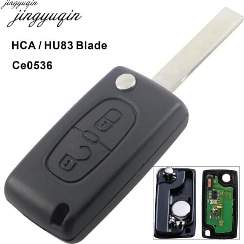 Jingyuqin 2 Buttons Auto Car Remote Key Fob For Peugeot 307 308 408 433MHz PCF7961 ID46 CE0536 Flip Key Fob HCA/Hu83 Blade