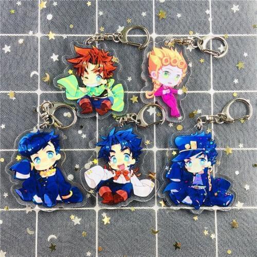 Anime Jojo Bizarre Adventure Keychain Acrylic Figure Kujo Jotaro Kira Yoshikage Caesar Pendant Keyring