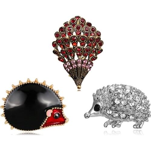 Black Enamel Hedgehog Brooches Porcupine Pin Kids Coat Bag Badge Fashion Jewelry Cute Cat Animal Brooch Unisex Clothes Lapel Pin