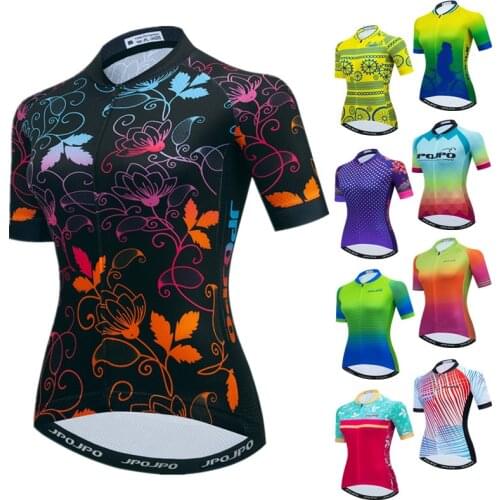 JPOJPO Pro Team Cycling Jersey Women Summer Short Sleeve Bicycle Shirt Breathable MTB Bike Jersey Cycling Wear Maillot Ciclismo