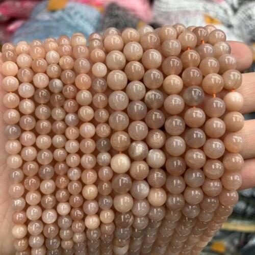 Round sunstone beads natural stone beads DIY loose beads for jewelry making strand 15" wholesale