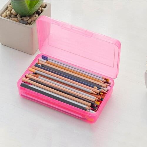 Lightweight Helpful Transparent Kid Pencil Box Anti-dirty Pen Holder Large Capacity for Office
