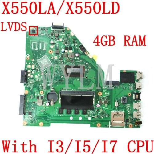 X550LA I3/I5/I7CPU 4GB RAM Motherboard For ASUS A550L X550LD R510L X550LC X550L X550 laptop Motherboard X550LA Mainboard Tested