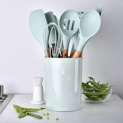 Kitchen Utensil Set Kitchen Tools Household Accessories Kitchenware Set Silicone Wooden Handle 12Pcs/set Cooking Tools