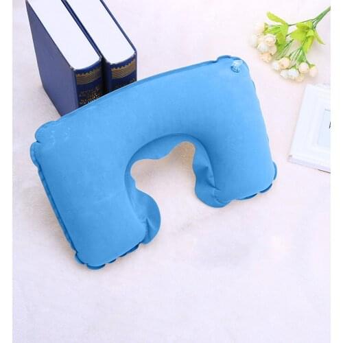 PVC U-Shaped Inflatable Air Pillows Foldable Portable Sleeping Break Neck Pillow Head Rest Cushion for Outdoor Camping Travel