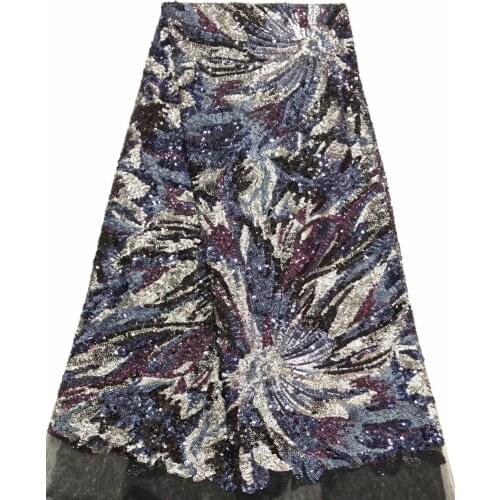 Fancy french lace fabric SYJ-9732 embroidered Mesh Lace Fabric with sequins for bridal dress