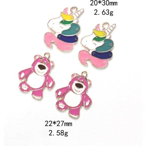 Novelty earrings Korean earrings weird jewelry strawberry bear unicorn dripping oil alloy jewelry accessory bracelet