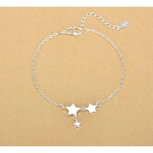 Silver Anklets 925 Fashion Silver Jewelry Star Anklet for Women Girls Friend Foot Barefoot Leg Jewelry
