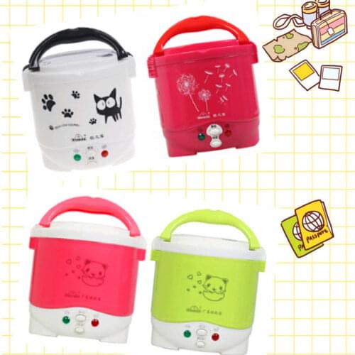 1L rice cooker used in house 110v to 220v or car 12v to 24v enough for two persons with English Instructions