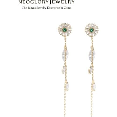 Neoglory 2020 New Design Lovely Daisy Flower Earrings Small Fresh Cute Long Tassel Pendant Earrings For Girl Birthday Gift