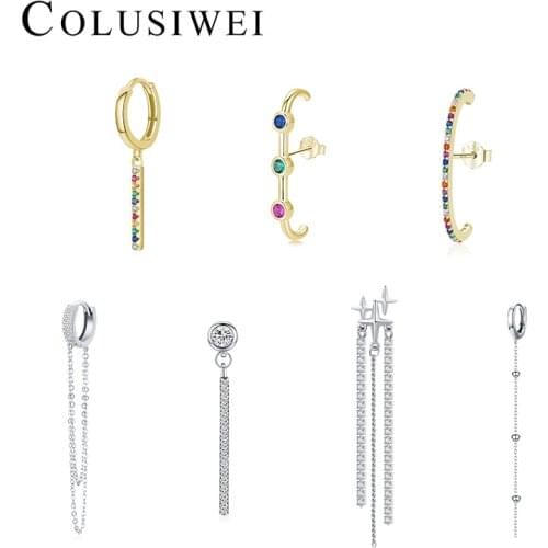 Colusiwei 1Piece Dangle Earrings Genuine 925 Sterling Silver Luxury Elegant Drop Earrings For Women Fashion Fine Jewelry