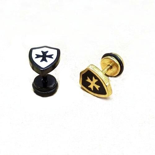 South Korea personality man cross titanium steel stud earrings Gold Steel Black Fake Ear Plugs Punk Rock Wholesale Body Jewelry