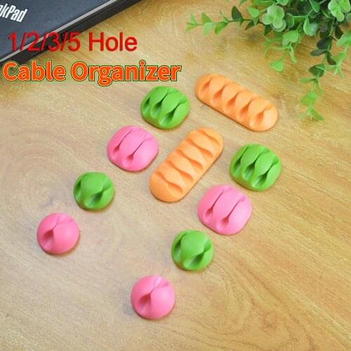5 Hole Silicon Phone Cables Organizer Computer Cord Storage Desktop Charging Wire Aux Cable USB Line Organizers Management Clips