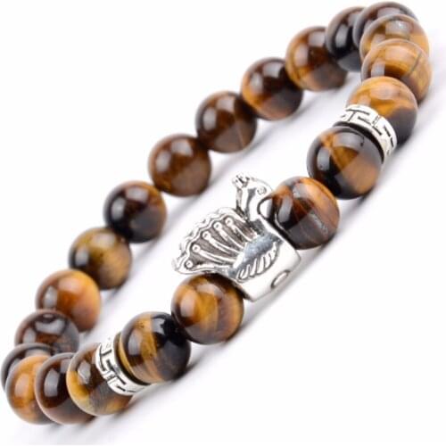 Trendy Beaded Bracelet For Women Animal Charm Bracelets & Bangles Men Natural Stone Tiger eye beads Peacock Animal Charm Jewlery