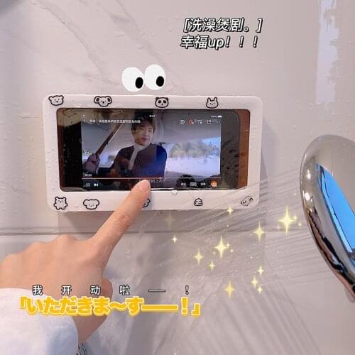 Universal Waterproof Phone Case Water Proof Bag Mobile Phone Pouch Wall Mounted Phone Case Holder Bathroom Toilet Phone Storage