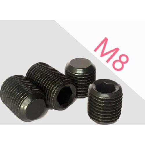 30pcs M8 allen set screws inner hex socket 1mm fine pitch thread bolts flat ends male screw carbon steel 6mm-30mm length