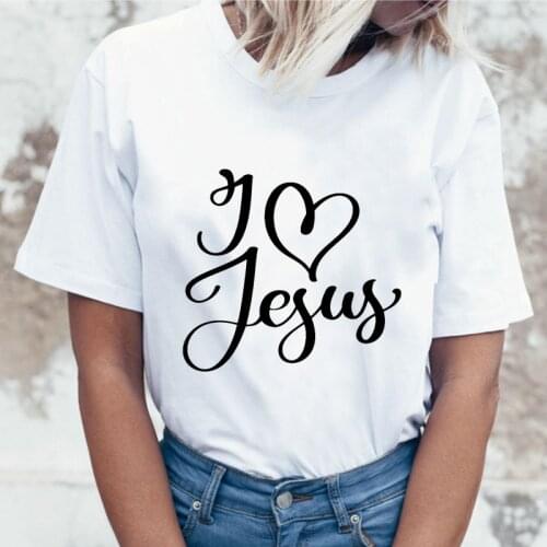 Ladies T shirt Hipster T shirt Casual t shirt women Jesus Letters print Round Neck Short-sleeved t-shirt femme mujer