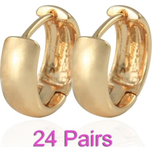 24Pairs Wholesale CC Gold Hoop Earrings For Women Boucle D'oreille Bijoux Oorbellen Pendientes Aro Kupe Earings Jewelry E0208