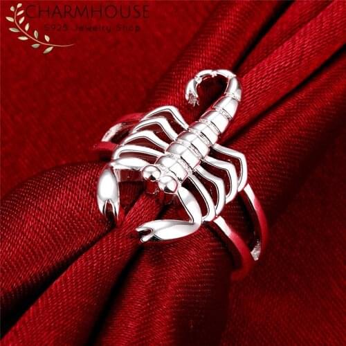 Charmhouse 925 Sterling Silver Rings for Women Scorpion Finger Ring Korea Style Constellation Jewelry Accessories Bague Femme