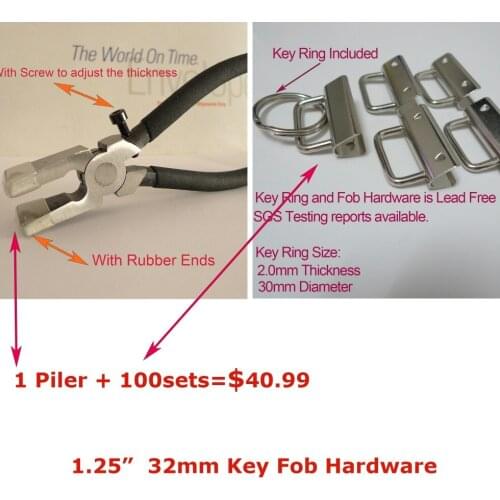 1 Plier + 100sets 32mm SILVER Color Key Fob Hardware Combo Package