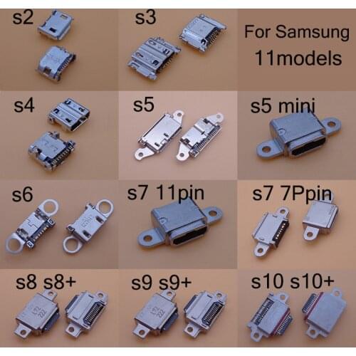 1pc New Micro USB Charging Port Power Jack For Samsung Galaxy S2 S3 S4 S5 S6 S7 7pin 11pin S8 S9 S10 Plus USB Connector Socket