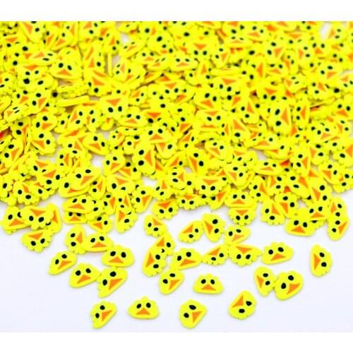 100g Kawaii Animal Polymer Hot Soft Yellow Chicken Slices Sprinkles for Crafts Making, DIY Filler Nail Accessories
